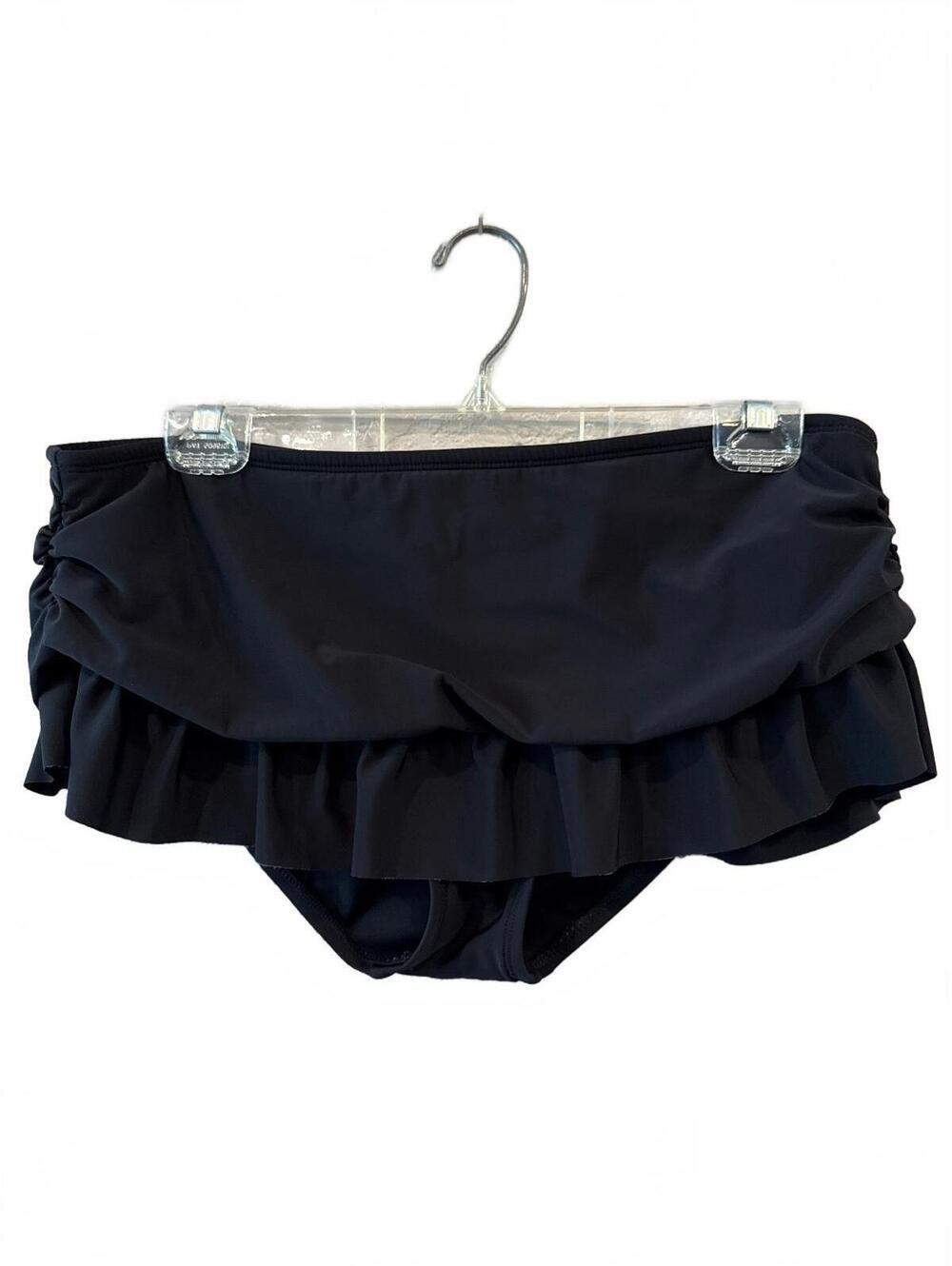 White House Black Market Black Ruffled Swim Skirt Bottoms Size L